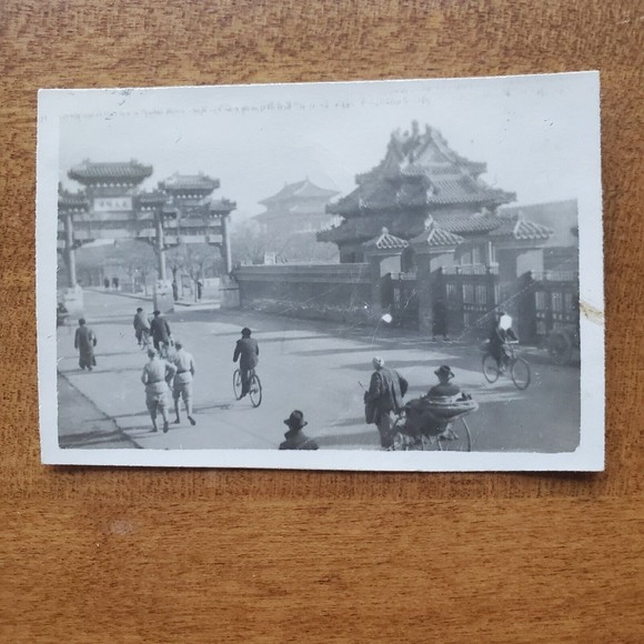 Other - Vintage War Time Photo Soldiers Eastern Architecture Rikshaw Bicycles 2 1/2"x2"